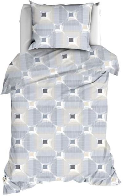 Romanette Kwadro Dekbedovertrek - Eenpersoons - 140x200/220 cm - Silver