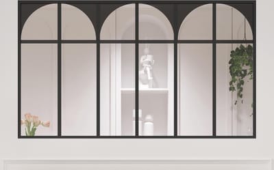 Vente-unique Glasraam werkplaatsstijl art deco van gepoedercoat aluminium 180 x 105 cm (B x H) - Zwart - ARCADEA
