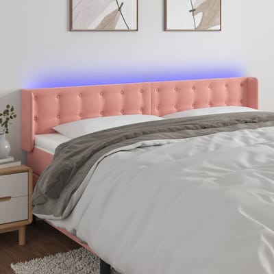 vidaXL - Hoofdbord - LED - 183x16x78/88 - cm - fluweel - roze