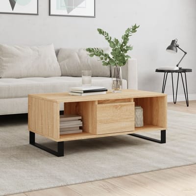 vidaXL - Salontafel - 90x50x36,5 - cm - bewerkt - hout - sonoma - eikenkleurig