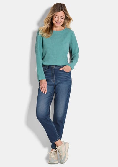 Mom jeans SARA van stretchkatoen - blauw - Gr. 40 van Goldner Fashion