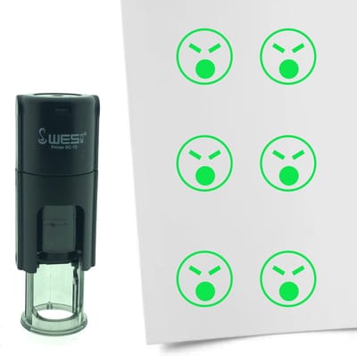 CombiCraft Stempel Smiley Boos 10mm rond - Groene inkt
