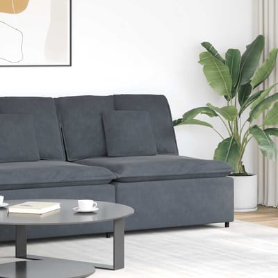 vidaXL - Modulaire - bank - middenmodule - met - kussens - 100 - cm - donkergrijs