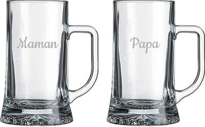 Bierpul gegraveerd - 50cl - Maman & Papa