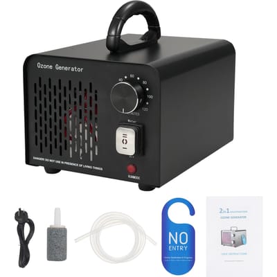 2-in-1 ozongenerator met lucht- en watermodi 10.000 mgh O₃ Ozonmachine Ionisator Luchtreiniger 10g & AU Plug zwart