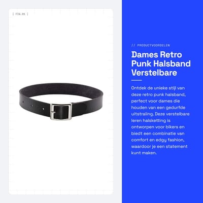 Dailygoods- Halsband Verstelbaar - Leren Halsband - Punk Halsketting - Klinknagels - O-ring - Comfortabel PU-leer - Choker