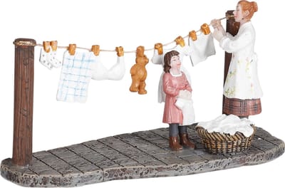 LuVille Kerstdorp Miniatuur Paula helpt mama - L13 x B6 x H7 cm