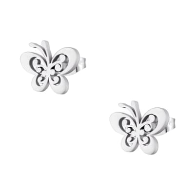 Aramat Jewels | Oorbellen | Stalen vlinder oorstekers zilverkleur 11x9mm | | | |9mm | Staal | Kinderen, Volwassenen | Verkleurd niet