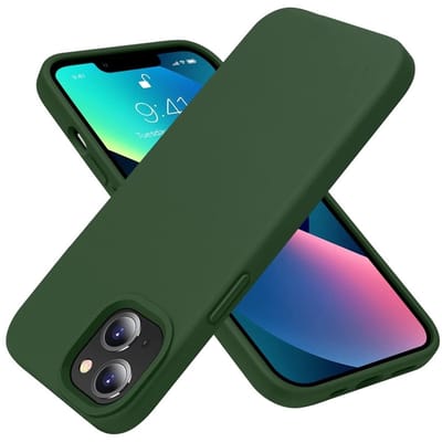 geschikt voor iPhone 14 Plus Hoesje Siliconen - Soft Touch Telefoonhoesje - geschikt voor iPhone 14 Plus Silicone Case met zachte voering - Mobiq Liquid Silicone Case Hoesje geschikt voor iPhone 14 Plus donkergroen