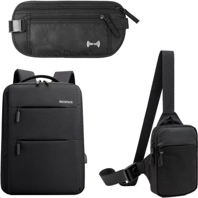 Anti-Diefstal Laptop Rugzak Set met Heuptas & TSA Combinatieslot – Waterbestendig & Veilig – Ideaal voor Zakenreizen & Dagelijks Gebruik