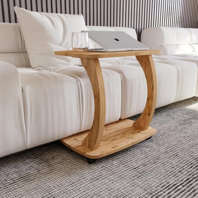 Ronde Salontafel met Houtlook - Stijlvolle Bijzettafel voor Bank