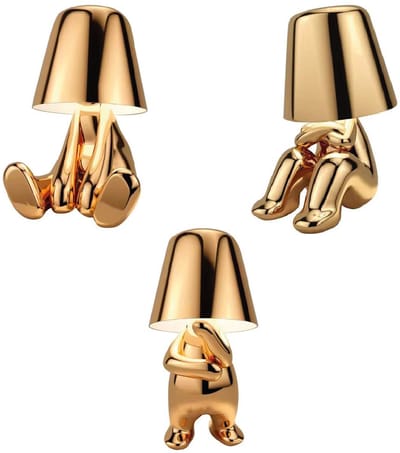 Luxus Europe - Bins Brother Tafellamp Goud Set van 3 - Decoratieve LED Designlamp - Draadloos - Dimbaar - 3 Lichtkleuren - Touchbediening