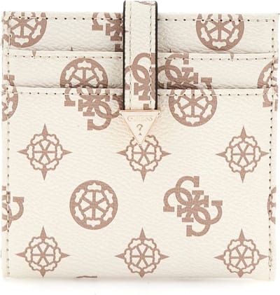 Guess Laurel SLG Tab Card Case Dames Portemonnee - Cream Logo - One Size