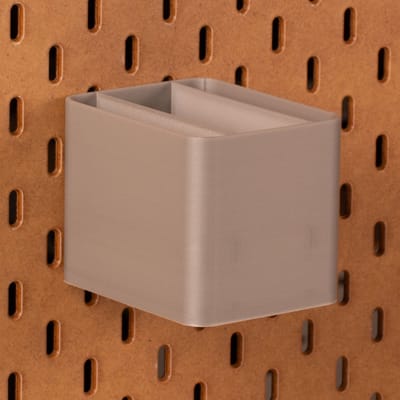 Standaard bakje voor Ikea Skadis pegboard 8x10x8 cm - Zilver - Met tussenschotjes - Opberger