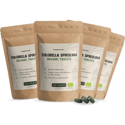 GOYU Spirulina 3000 mg per dagdosering Biologisch Combideal 4x 300 Tabletten - Algen - spirulina tabletten biologisch - Vegan - Zonder toevoegingen - Lab getest - 75 dagen voorraad per zakje