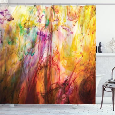 New Bed, Abstract Kunstzinnig Regenboog Kleuren Douchegordijn Badkamer Decor Set met Haakjes, 180 cm B 200 cm L