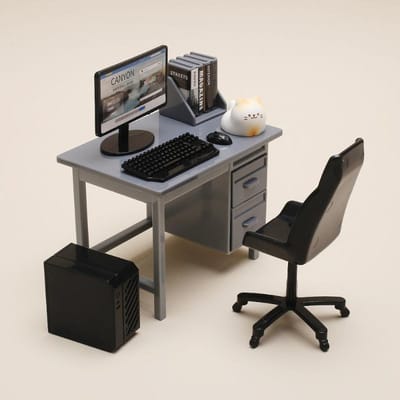 1 Collectie 1/12 Schaal Poppenhuis Miniatuur Meubels Kit Met Computer Toetsenbord Bureau Stoel Miniatuur Scène Model Thuis Studiekamer Decoratie