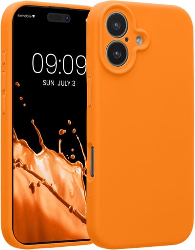 kwmobile telefoonhoesje geschikt voor Apple iPhone 17 - TPU backcover met siliconen coating - Smartphone case in fruitig oranje