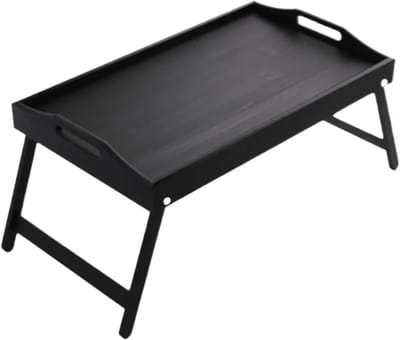 Houten Bedlade Tafel - Ontbijt Serveerschaal Dienblad - Ontbijten in Bed - Opvouwbare Poten - 50 x 30 cm - Zwart