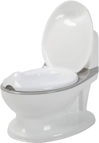Kinderen Potty - Zindelijkheidstraining Potje - Zindelijk Maken - Realistisch Spoelgeluid - 40 x 29 x 37 cm - Wit/Grijs
