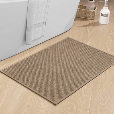 Badmat 43 x 61 cm antislip badmat met rubberen achterkant wasbare badmat badvoorlegger badtapijt badkamer douchemat bruin