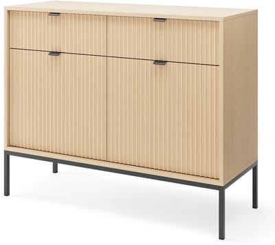 Selsey VELLORE – Buffetkast met 2 deuren, Eiken Vicenza-look met zwart frame, 104 cm