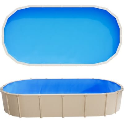 VEVOR Zwembadfolie, 3,75 X 7,32 M, voor Een Wandhoogte van 120 cm, PVC Zwembadfolie, 0,4 mm Dik, Unibead Vervangingsfolie, Geschikt voor Bovengrondse Zwembaden met Stalen Wanden, Blauw