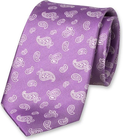 E.L. Cravatte Stropdas - Lila Paisley - Zijde