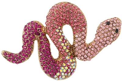 Broche, Toeti Noemi, slang, snake, roze, pink, paars, purple, grote broche, cadeau (moederdag)