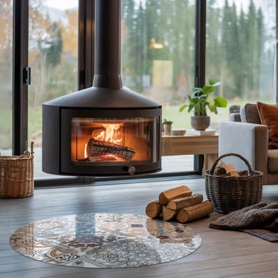 Coloray Vloerplaat Houtkachel - Vloerplaat Openhaard - 100 cm x 100 cm - Houtkachel Accessoires - Grijs Vloerplaat Kachel - Verwarmingsaccessoires - Plaat voor Onder Houtkachel - Open Haard Accessoires - Vloerplaat Voor Kachel