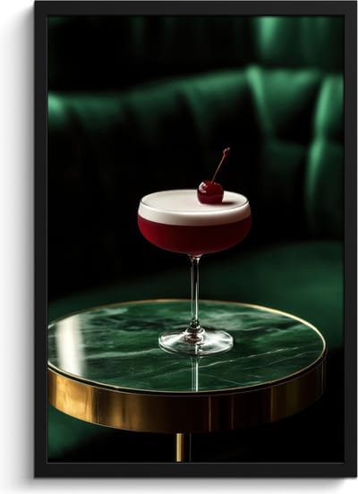 Fotolijst inclusief poster - Posterlijst 40x60 cm - Posters - Kers - Cocktail - Rood - Marmer - Foto in lijst - Keuken decoratie muur - Wanddecoratie accessoires - Muurdecoratie - Schilderijen