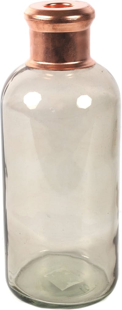 Countryfield Bloemenvaas Firm Bottle - transparant beige/koper - glas - 11 x 27 cm