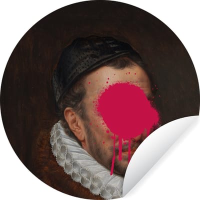 WallCircle® - Behangcirkel 100x100 cm - Muurstickers Willem van Oranje - Kunst - Verf - Muurcirkel woonkamer - Wandcirkel slaapkamer - Kamer decoratie zelfklevend - Muurdecoratie accessoires XXL