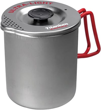 Lichtgewicht Titanium Camping Pot voor Pasta met Zeef Deksel, 750ml