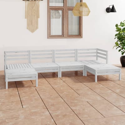 vidaXL - 6-delige - Loungeset - massief - grenenhout - wit