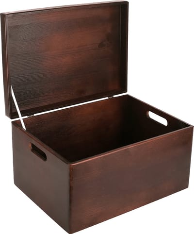 Creative Deco XXL Grote Houten Doos Opbergdoos Bruin | 40 x 30 x 24 cm | met Deksel en Handvatten | Kerst, Kerstmis Cadeau