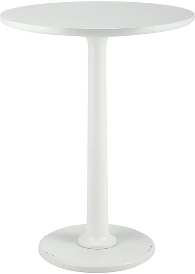 CLP Farragut Bijzettafel - rond - hout - 50 cm diameter - voor woonkamer en eetkamer - mindihout - met tafelblad - antiek/wit