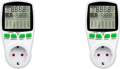 Energymeter Set - Stroomverbruik Meter - Energie Besparen - Dubbel LCD Display - 2 Stuks - Wit