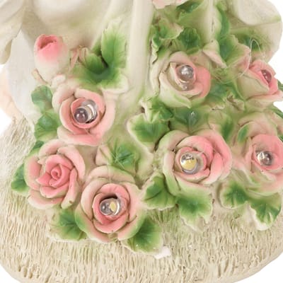 Zonne-Engelbeeld Hars Buitensculptuur Ornament met Nachtlampje voor Tuin Erf Gazon beige
