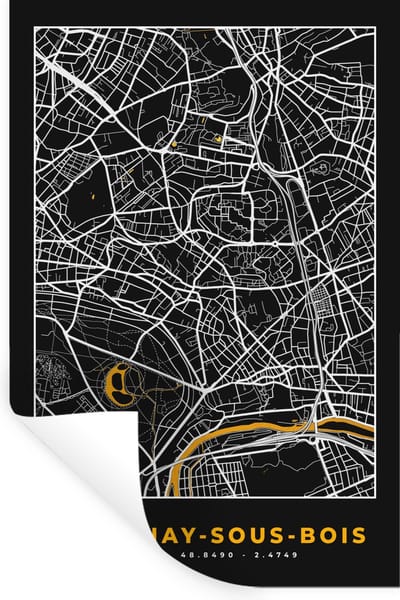 Muurstickers - Sticker Folie - Frankrijk – Fontenay-sous-Bois – Stadskaart – Plattegrond – Kaart - 20x30 cm - Plakfolie - Muurstickers Kinderkamer - Zelfklevend Behang - Zelfklevend behangpapier - Stickerfolie
