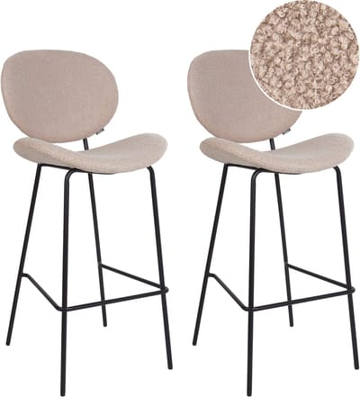 LUANA - Barkruk set van 2 - Lichtbeige - Bouclé