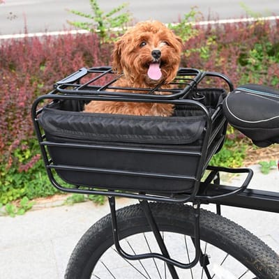 Fiets achtermand - Huisdierdrager - Veilig vervoeren - Vergrendelbaar deksel - 30x23x21.5 cm - Meerkleurig