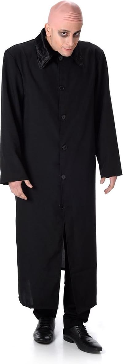 Karnival Costumes Enge Man Adams Family Halloween Kostuum Heren Lange 2-Delig Jas & Kaal Hoofd Carnavalskleding Heren Halloween Kostuum Volwassenen Verkleedkleding Volwassenen - Polyester - Maat M