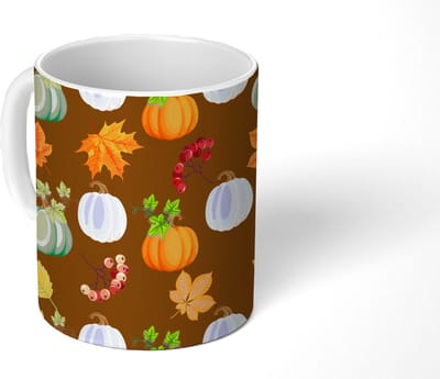 Mok - Koffiemok - Herfst - Pompoenen - Patronen - Mokken - 350 ML - Beker - Koffiemokken - Theemok