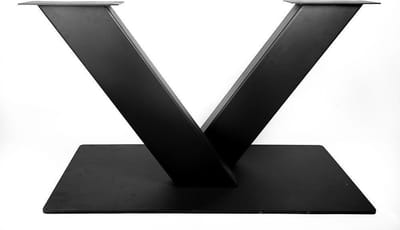 Zwarte gekruiste V tafelonderstel 73 cm (koker 20 x 10)