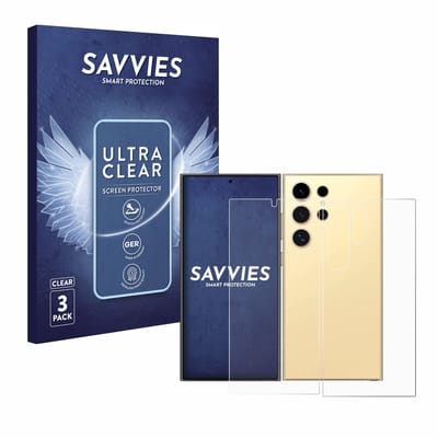 Savvies - Screenprotector voor Samsung Galaxy S24 Ultra (case-friendly) (Voor+Achter) - Folie Beschermfolie transparant 6 Stuks