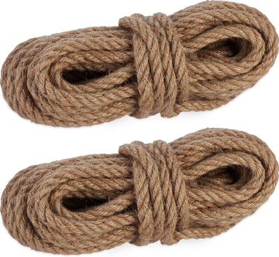 jute touw - 12 mm dik - set van 2 - elk 10 m lang - bindtouw
