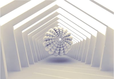 Fotobehangkoning - Behang - Vliesbehang - Fotobehang 3D Tunnel -  Futuristic Gateway - 150 x 105 cm