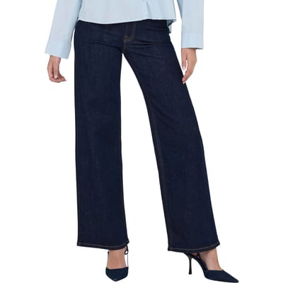 Jacqueline de Yong blauwe dames jeans   High waist   Rinsewash wassing   Wide leg fit   5-Pocket zakken   Knoop- en ritssluiting   Duurzaam   High