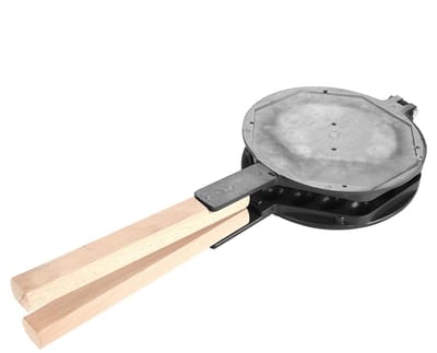 Dailygoods- Wafelijzer met Houten Handvat - Anti-aanbak Wafelvorm - Premium Aluminium - Eenvoudig te Gebruiken - Geschikt voor Ontbijt/Lunch - Makkelijk Schoon te Maken - Bakplaat